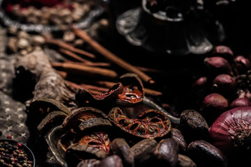 Variety of Asian spices and herbs