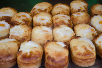 Korean street food in Hongdae. It's bread with egg flied at the market.
