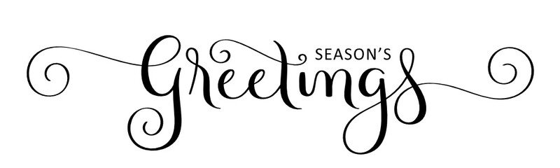 SEASON'S GREETINGS black vector brush calligraphy with flourishes