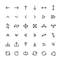 Arrows big black set icons in line style. Arrow icon. Arrow vector collection. Arrow. Cursor. Modern simple arrows. Vector illustration.