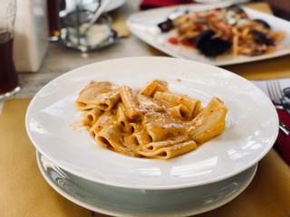 pasta with tomato sauce and parmesan