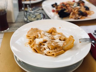 pasta with sauce and cheese