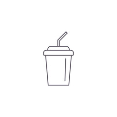 Paper cup icon in flat line style. Drink icon. Fast food. Vector isolated illustration