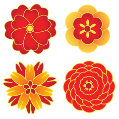 Colorful Flower Elements for Chinese and oriental design