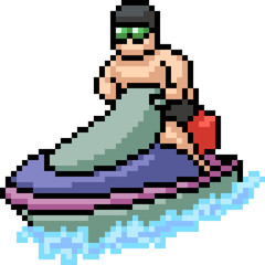 Obraz premium vector pixel art jetski