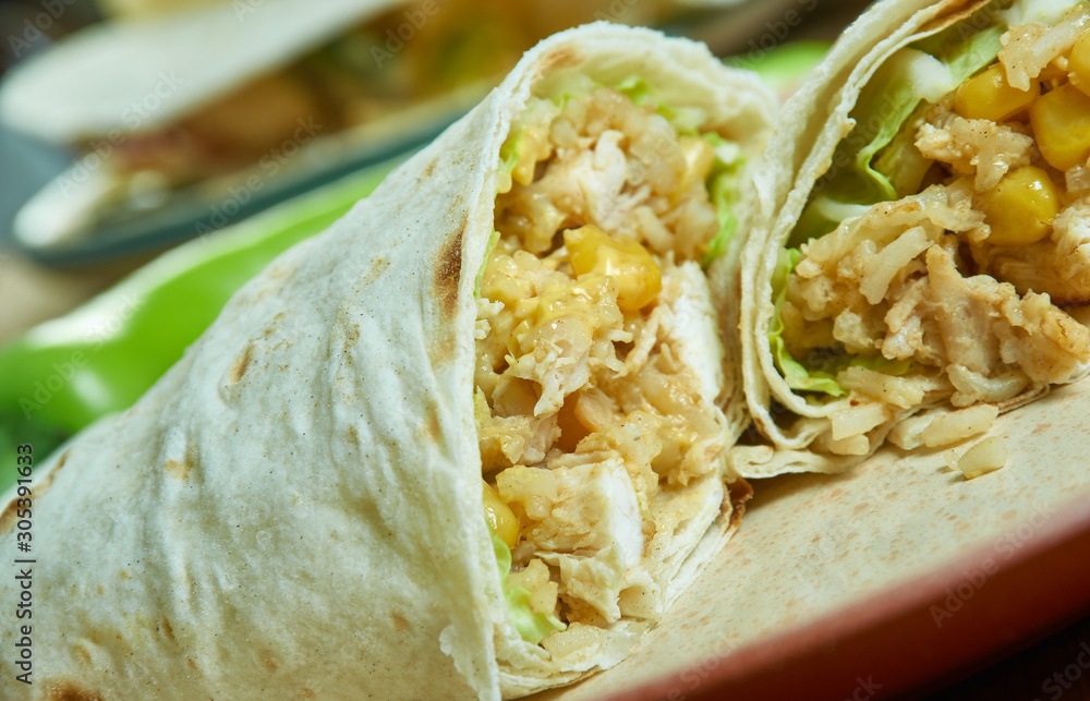 Poster Southwest Chicken and Rice Burritos