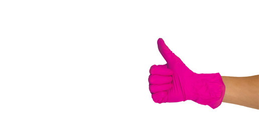 Hand thumbs up glove white isolated background