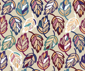 Cute autumn hand drawn doodle pattern background texture wallpaper fabric