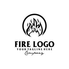 Fire retro minimalist logo design inspiration