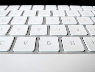 Wireless keyboard close up. Desktop or laptop computer