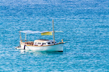 Traditional Menorca boat called "llaut" or "menorquina", in Baleares Islads, Spain.