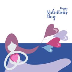 Abstract woman graphic illustration for valentines day and love concept