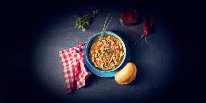flaczki - fresh and spicy tripe soup with herbs