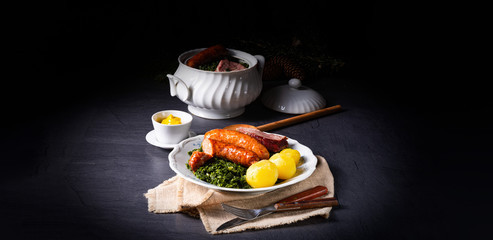 oldenburg kale with pinkel sausage and kassler