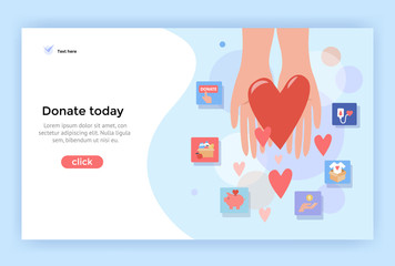 Donation concept illustration, perfect for web design, banner, mobile app, landing page, vector flat design