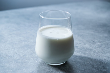 Organic Probiotic Milk Kefir Yogurt in Glass Cup Ready to Drink.