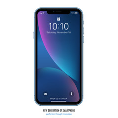 smartphone blue color with colored screen isolated on white background. stock vector illustration eps10