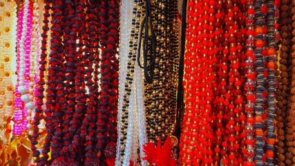 colorful beads on fabric