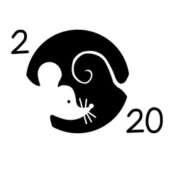 Concept image of symbol chinese happy new year 2020. Wild rat. Lunar horoscope sign. Mouse in a circle