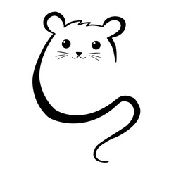 Chinese zodiac sign Year of the Rat. doodle cute mouse vector illustration simple concept strokes