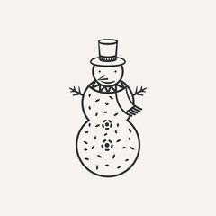 Snowman illustration. Line icon