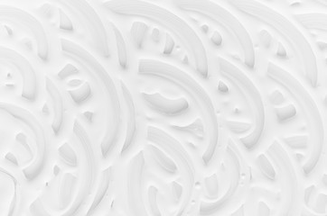 White liquid paint texture with smooth curly curved random lines as simple abstract background.