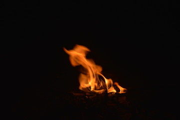fire in fireplace