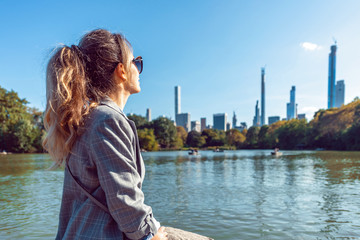 Blonde woman at central park in New York