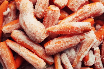 Frozen healthy baby carrots for eating.