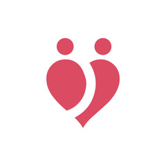 heart love icon - heart symbol, valentine day - romance illustration isolated. Male female inlove icon.Stock vector illustration isolated on white background.