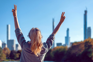 Blonde woman at central park in New York