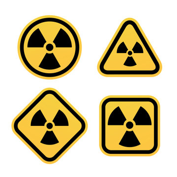 radiation warning symbols set. nuclear alert signs collection. Vector icons