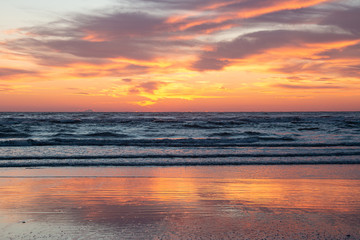 dramatic ocean sunrise at Rimini beach (Italy)