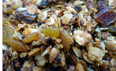 Tasty granola close-up.