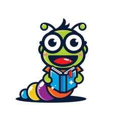 smart caterpillar mascot vector design