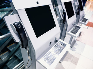 Digital screen blank screen with keyboard Public Information in airport