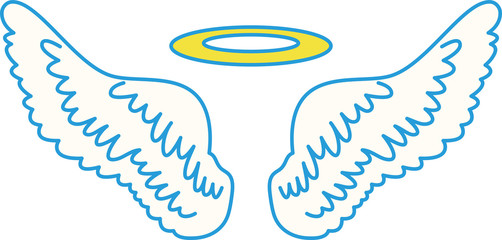 Obraz premium Cute Pop Angel wings with angel ring