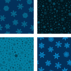 Set of seamless christmas pattern with snowflakes. Vector stock illustration.