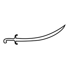 Obraz premium Turkish saber Scimitar Sabre of arabian persian Curved sword icon outline black color vector illustration flat style image