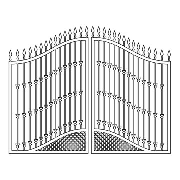 Forged gates icon outline black color vector illustration flat style image