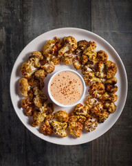 chou fleur rôti au four et sauce