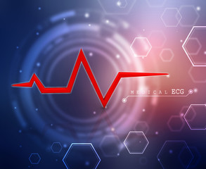 Heart with cardiogram - 3D illustration