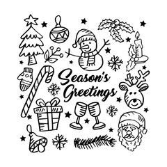 Doodle style set of Christmas design element 