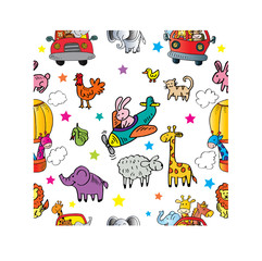 Fototapeta premium Cute animals seamless pattern