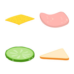 Isolated object of sandwich and food symbol. Collection of sandwich and burger stock vector illustration.
