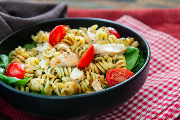 fusilli chicken roasted italian cheese with basil and parmesan sauce