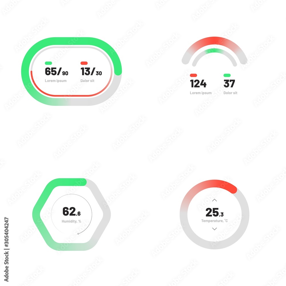 Poster control knob used for regulating. dashboard ui and ux kit. control center design. progress bar. temp