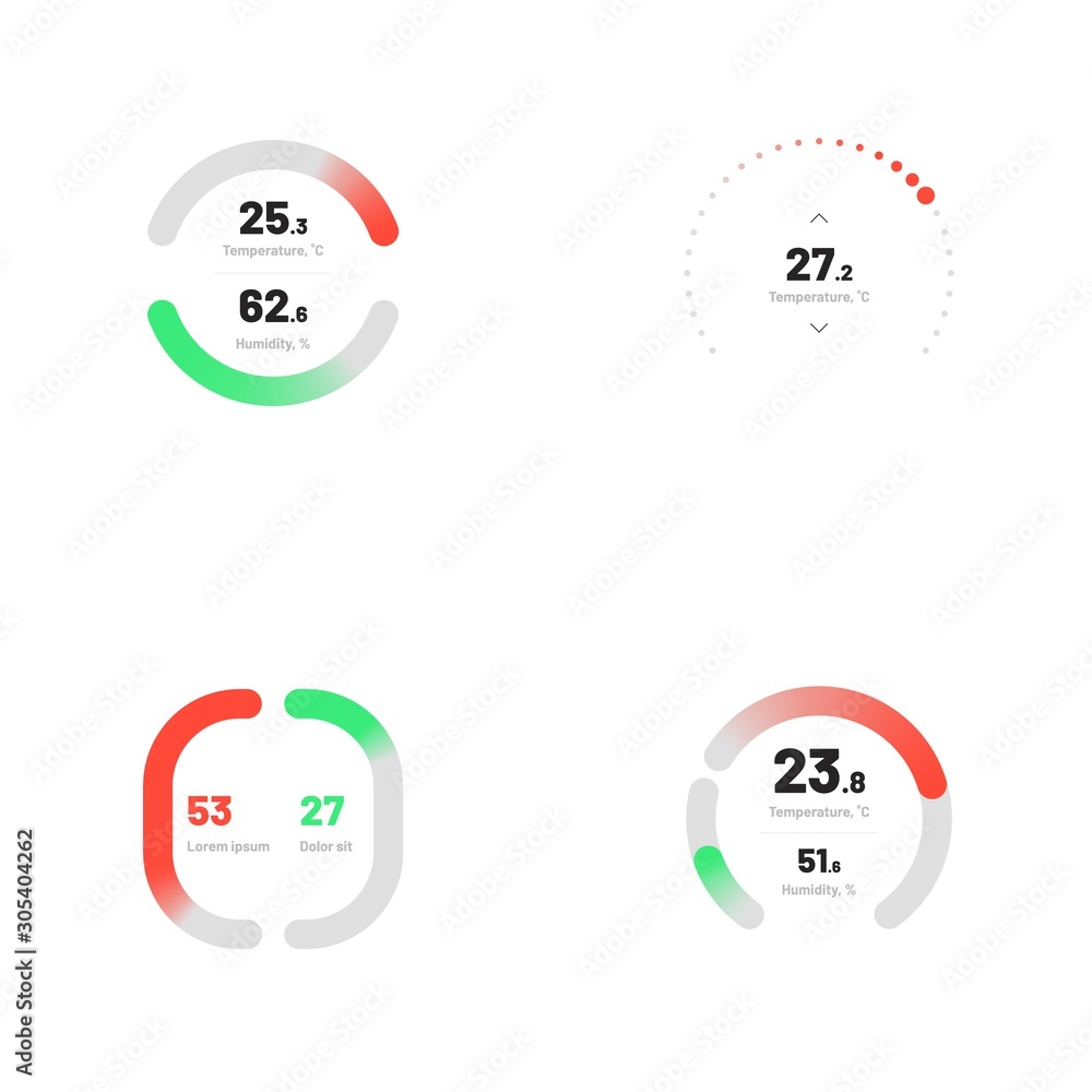 Poster control knob used for regulating. dashboard ui and ux kit. control center design. progress bar. temp
