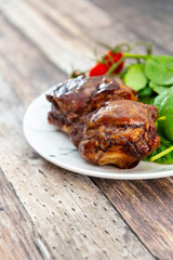 jarrett of cooked pork and its shrimps juice and mustard