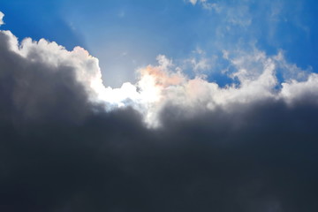 Obraz premium Blue sky with white clouds.